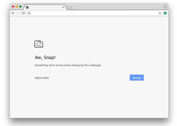 what does oh snap mean on google chrome for a mac